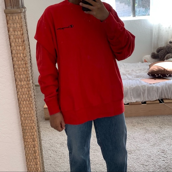 Red Champion Crewneck Sweatshirt - Picture 2 of 4
